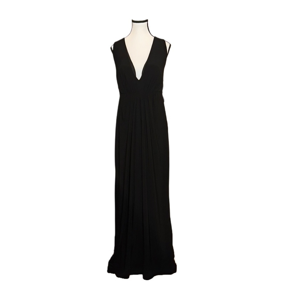 Mac Duggal Black Sleeveless Plunge Maxi Dress - Picture 1 of 4